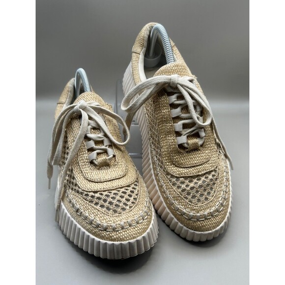 Dolce Vita Dolan Womens Raffia Sneakers Natural Platform Mesh Woven Size 10 - Picture 1 of 8